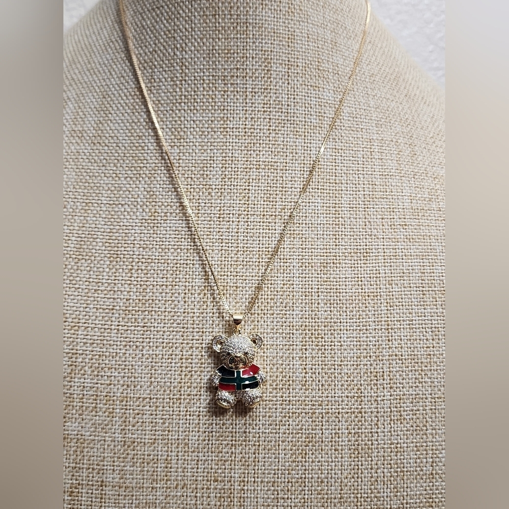 Bear Pendant Necklace Gold Plated